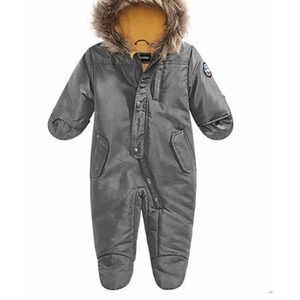 S Rothschild & Co Baby Boys Hooded Footed Pram with Faux-Fur Trim